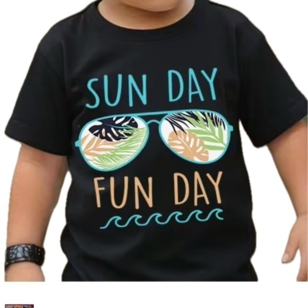 New Kids T-Shirt with Tropical Sunglasses Print 6-9 months